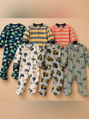 Toddler Boys Fleece Footed Pajama Sleeper Lot Bundle 3T Carter’s/ Gerber